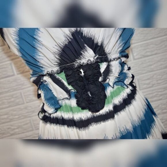 BCBGMaxAzria Striped Ruffled Dress Size Medium - Picture 3 of 8